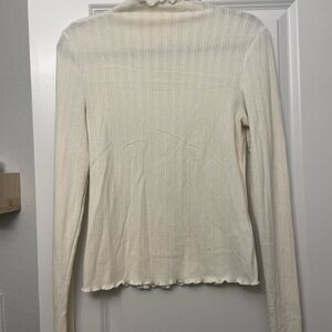 H&M Cream Ribbed Long Sleeve Top
